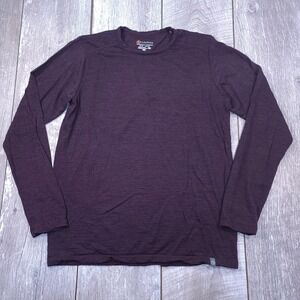 Cloudveil Base Layer Top Mens Small Purple 100% Merino Wool Long Sleeve Crewneck